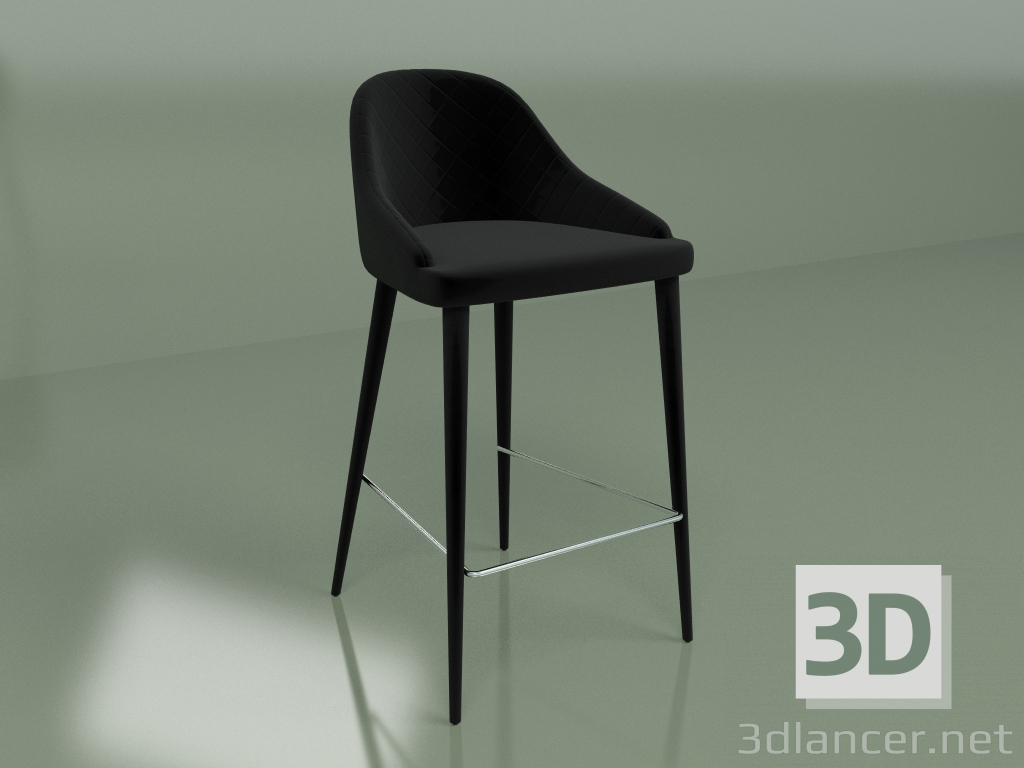 modello 3D Sedia semi-bar Elizabeth (nera) - anteprima