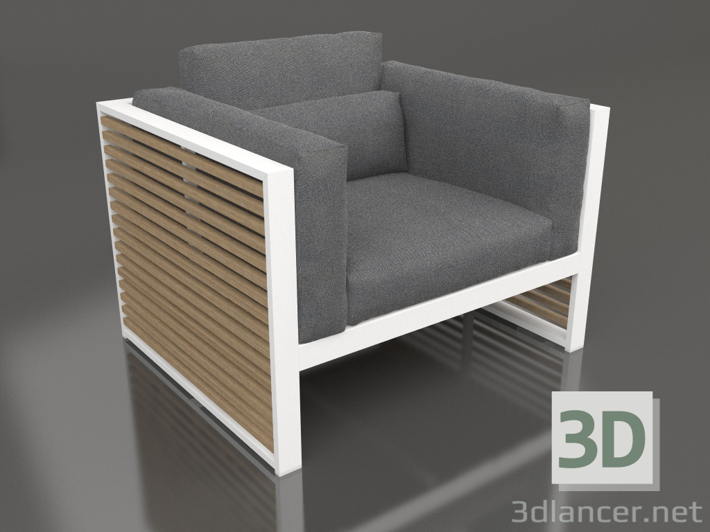 3d model Lounge chair with a high back (White) - preview