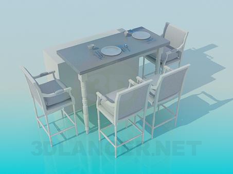 3d model Mesa de comedor y sillas - vista previa