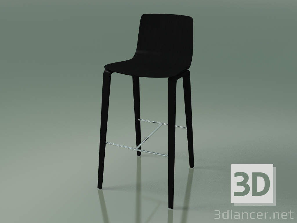 modello 3D Sgabello da bar 5903 (4 gambe in legno, betulla nera) - anteprima