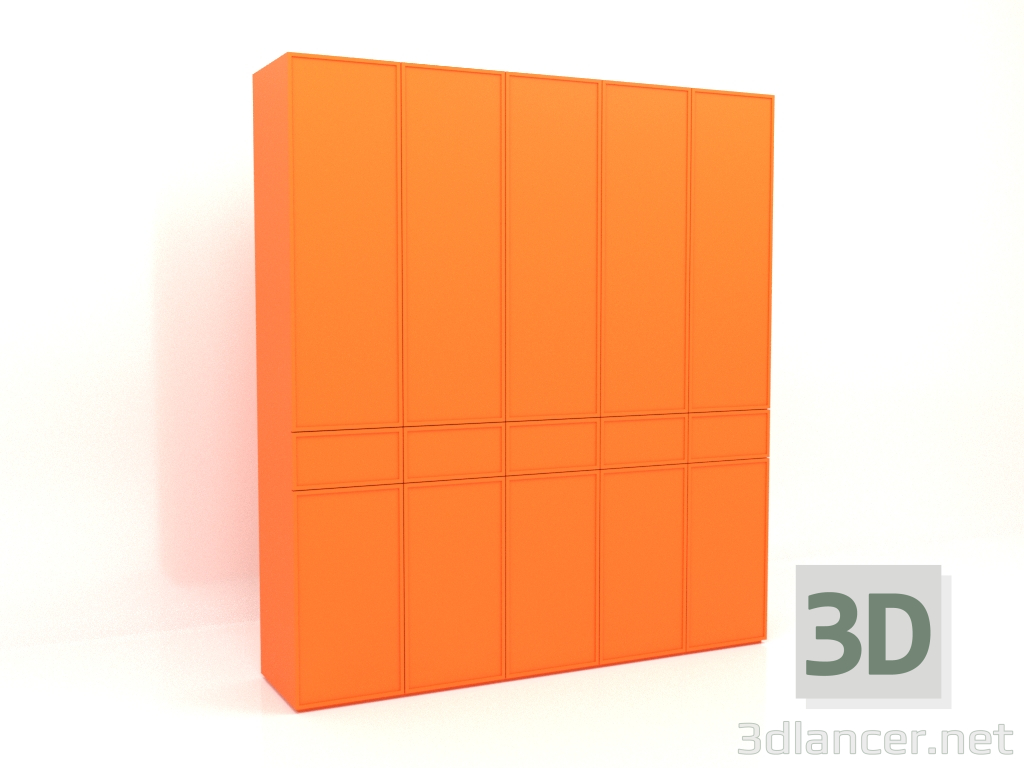 3d model Wardrobe MW 03 paint (2500x580x2800, luminous bright orange) - preview