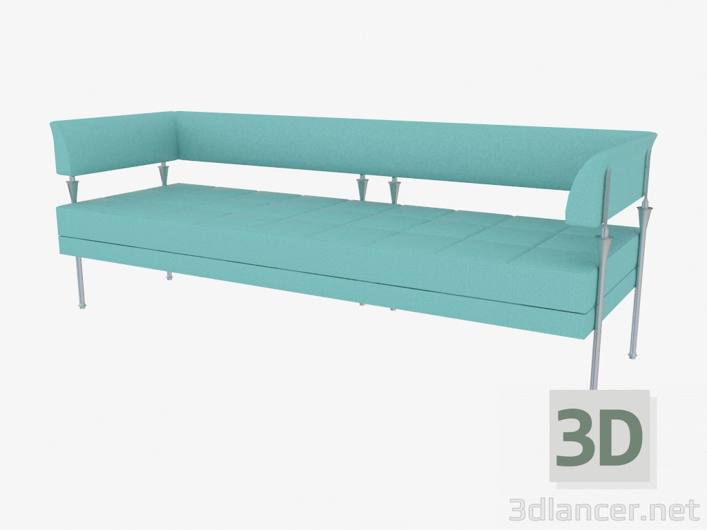 3d model sofá de cuero triple - vista previa