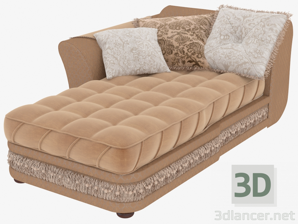 modello 3D Chaise longue rivestita in tessuto - anteprima