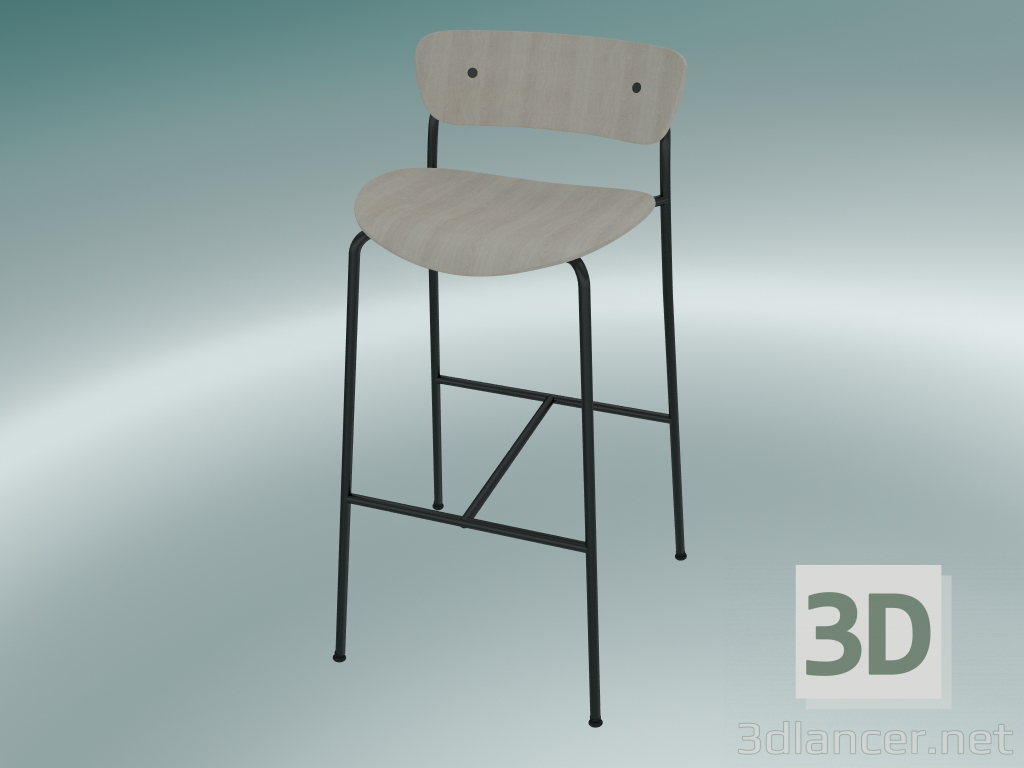 3d model Bar stool Pavilion (AV9, H 95cm, 50x52cm, Lacquered oak) - preview