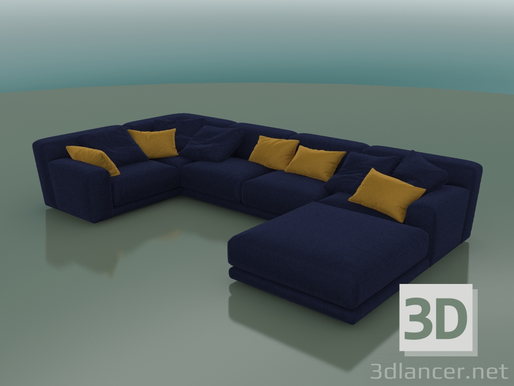 3d model Sofá de cinco plazas Tutto angular con taburete acolchado (1150) - vista previa