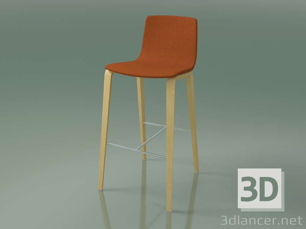 3d model Silla de bar 5904 (4 patas de madera, tapizada, abedul natural) - vista previa