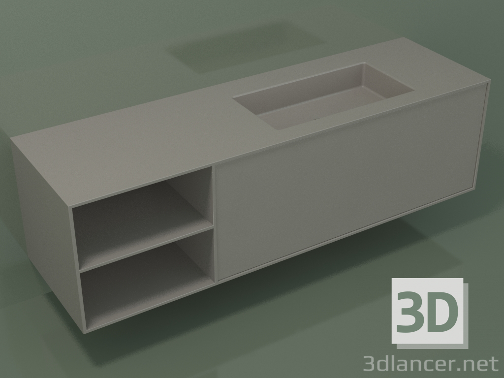 Modelo 3d Lavatório com gaveta e compartimento (06UC934D2, Clay C37, L 168, P 50, H 48 cm) - preview