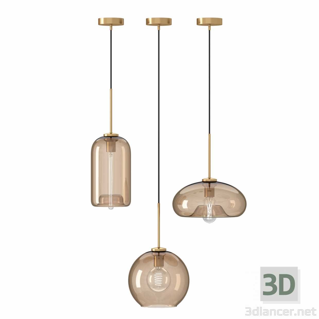 3d Modern Cage Chandelier model buy - render