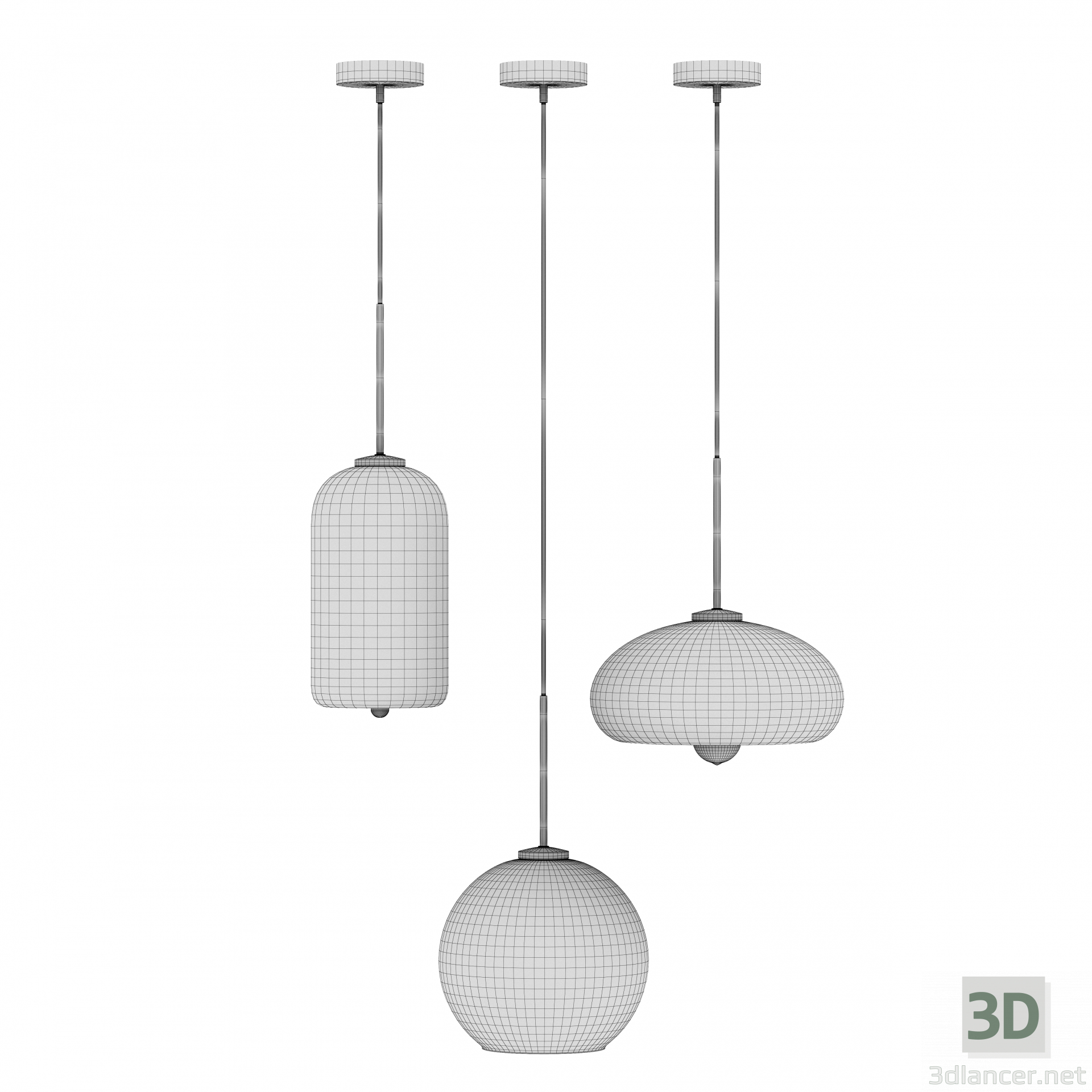 3d Modern Cage Chandelier model buy - render