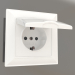 3d model Socket with moisture protection, with grounding, with a protective cover and shutters (white gloss) - preview