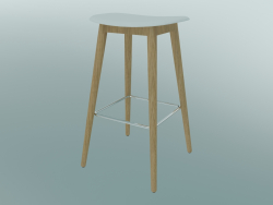 Tabouret de bar avec base en fibre de bois (H 75 cm, chêne, blanc)