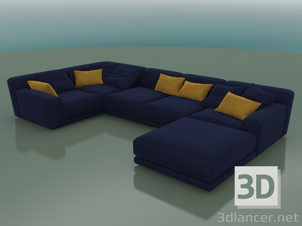 3D Modell Fünfsitzer Ecksofa Tutto mit Hocker (1440) - Vorschau