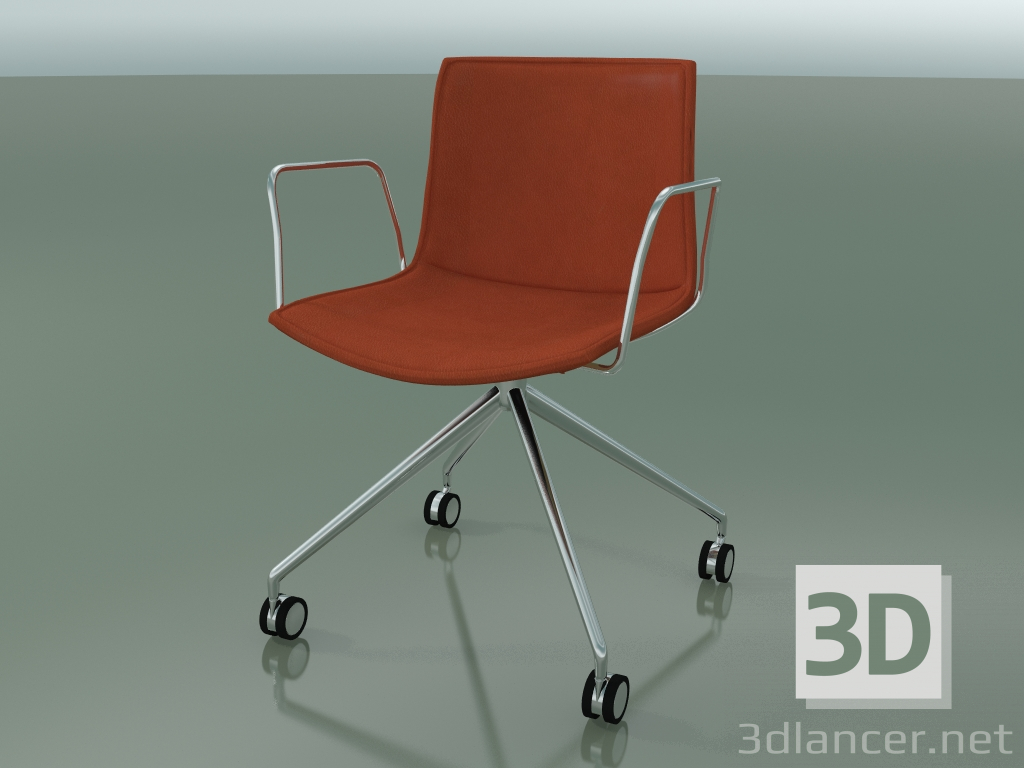 3d model Silla 0317 (4 ruedas, con reposabrazos, LU1, con interior de cuero extraíble, funda 3) - vista previa