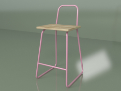 Silla semi-bar con respaldo alto (rosa)