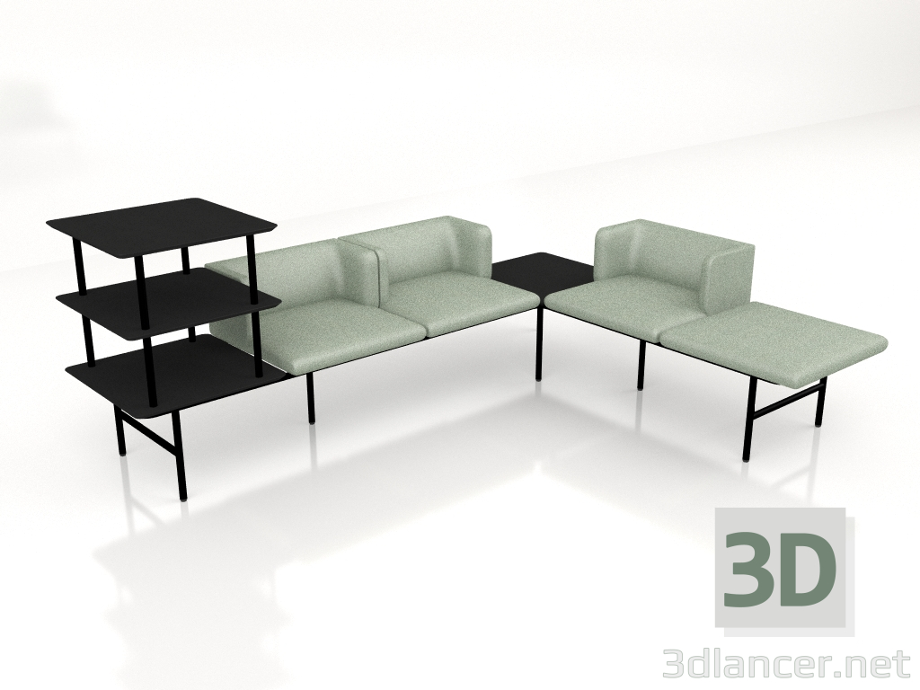 modello 3D Modulo sistema di sedute Agora AR21 - anteprima