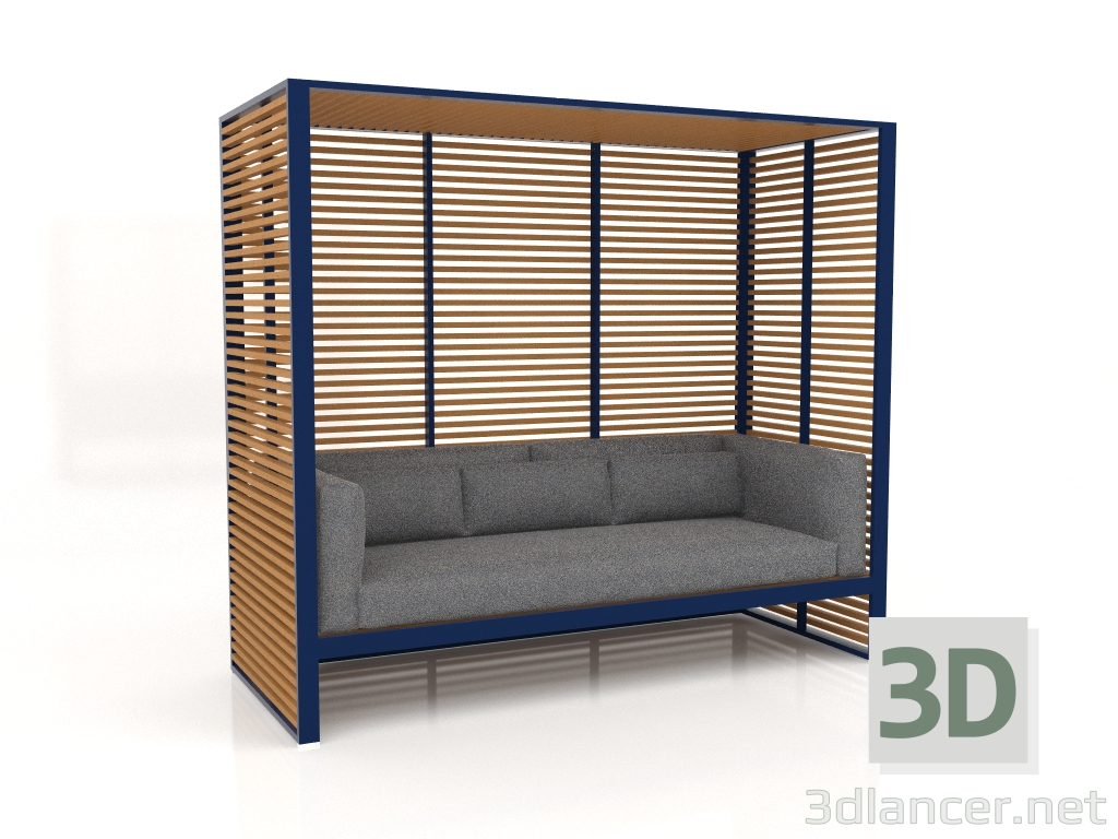 3d model Sofá Al Fresco con estructura de aluminio de madera artificial (Azul noche) - vista previa