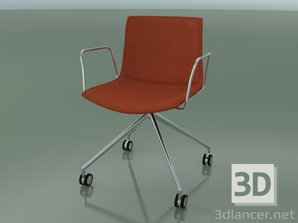 modèle 3D Chaise 0317 (4 roulettes, avec accoudoirs, LU1, avec intérieur en cuir amovible, housse 2) - preview