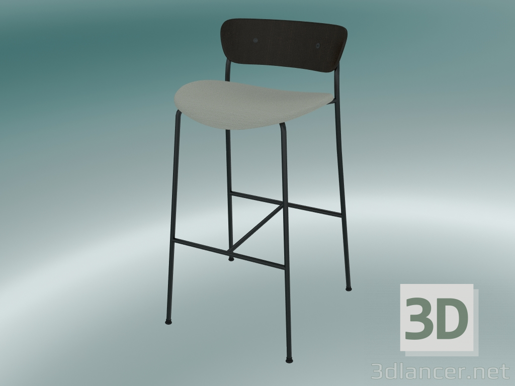 modello 3D Sgabello da bar Pavilion (AV10, H 95cm, 50x52cm, Noce, Balder 612) - anteprima