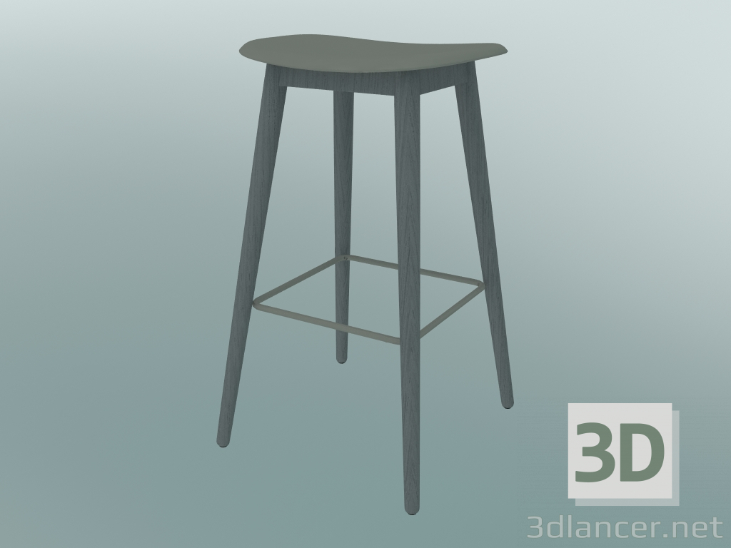 3d model Taburete de bar con base de fibra de madera (H 75 cm, gris) - vista previa