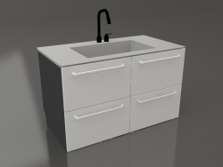 Lavabo grande e quattro contenitori per la raccolta differenziata 120 cm (grigio)