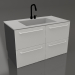 3D modeli Büyük lavabo ve çöpleri ayırmak için dört kutu 120 cm (gri) - önizleme