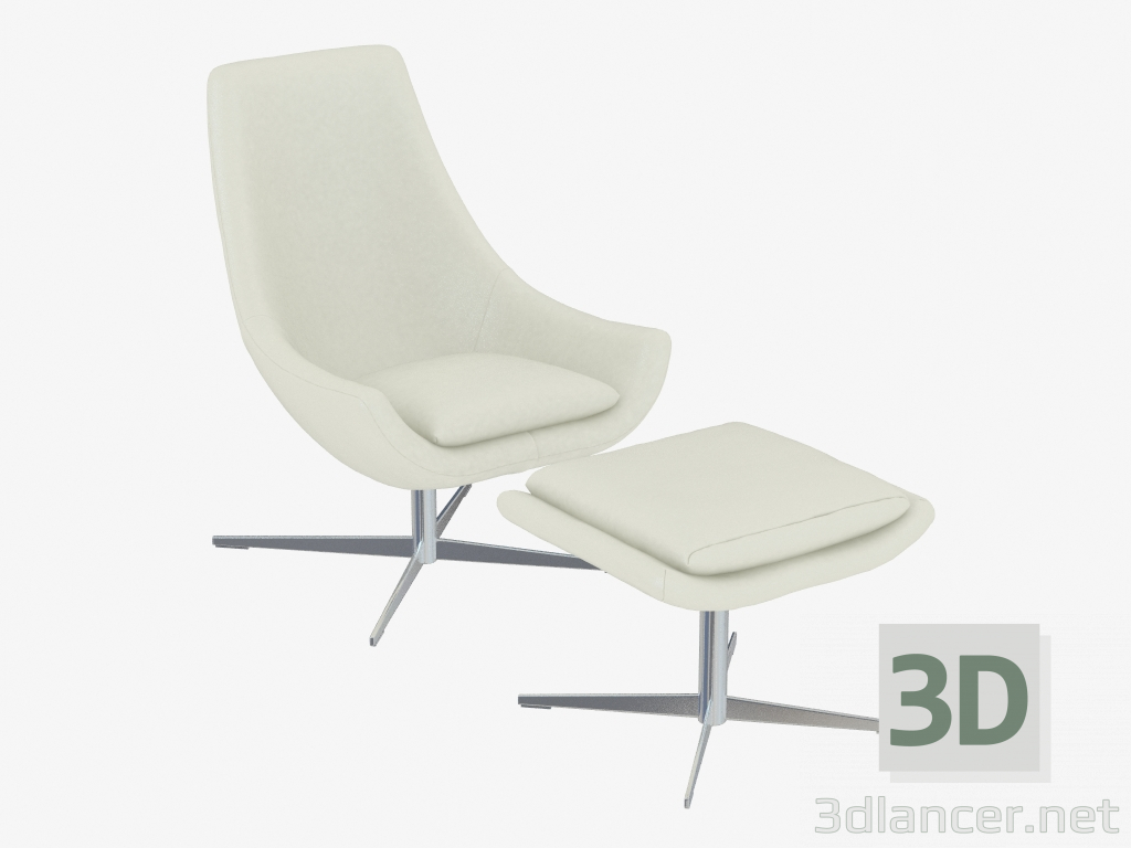 3d model Silla de cuero con otomana Ego - vista previa