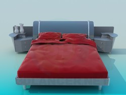 Bed with bedside tables