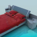 3d model Cama con mesitas de noche - vista previa