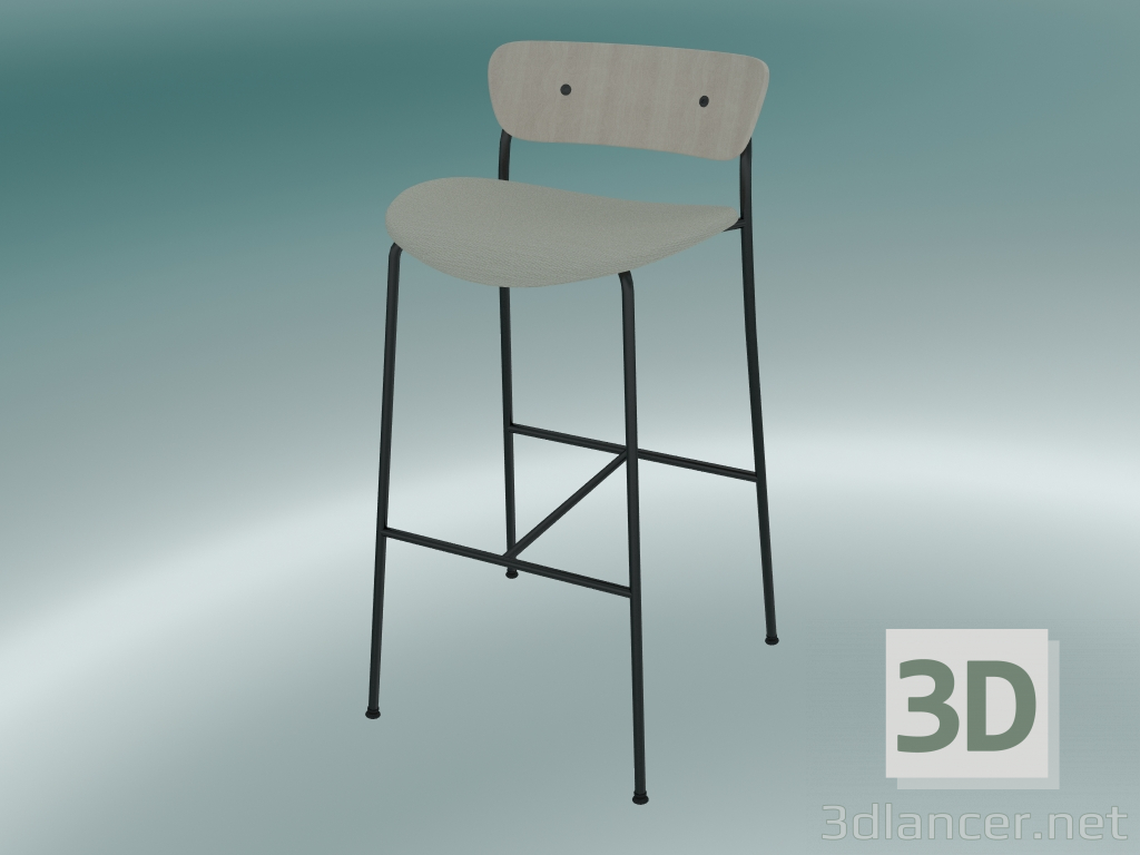 3d model Taburete de bar Pavilion (AV10, H 95cm, 50x52cm, Roble lacado, Balder 612) - vista previa