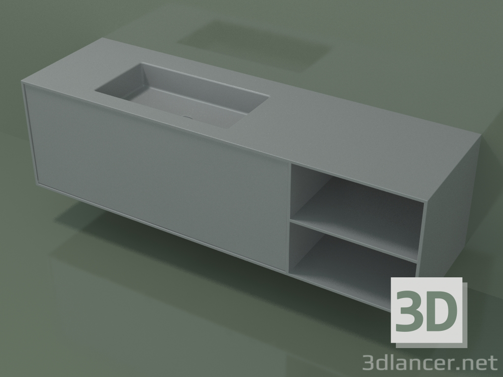 Modelo 3d Lavatório com gaveta e compartimento (06UC934S2, cinza prateado C35, L 168, P 50, H 48 cm) - preview