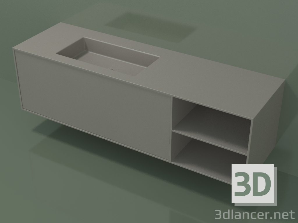 Modelo 3d Lavatório com gaveta e compartimento (06UC934S2, Clay C37, L 168, P 50, H 48 cm) - preview