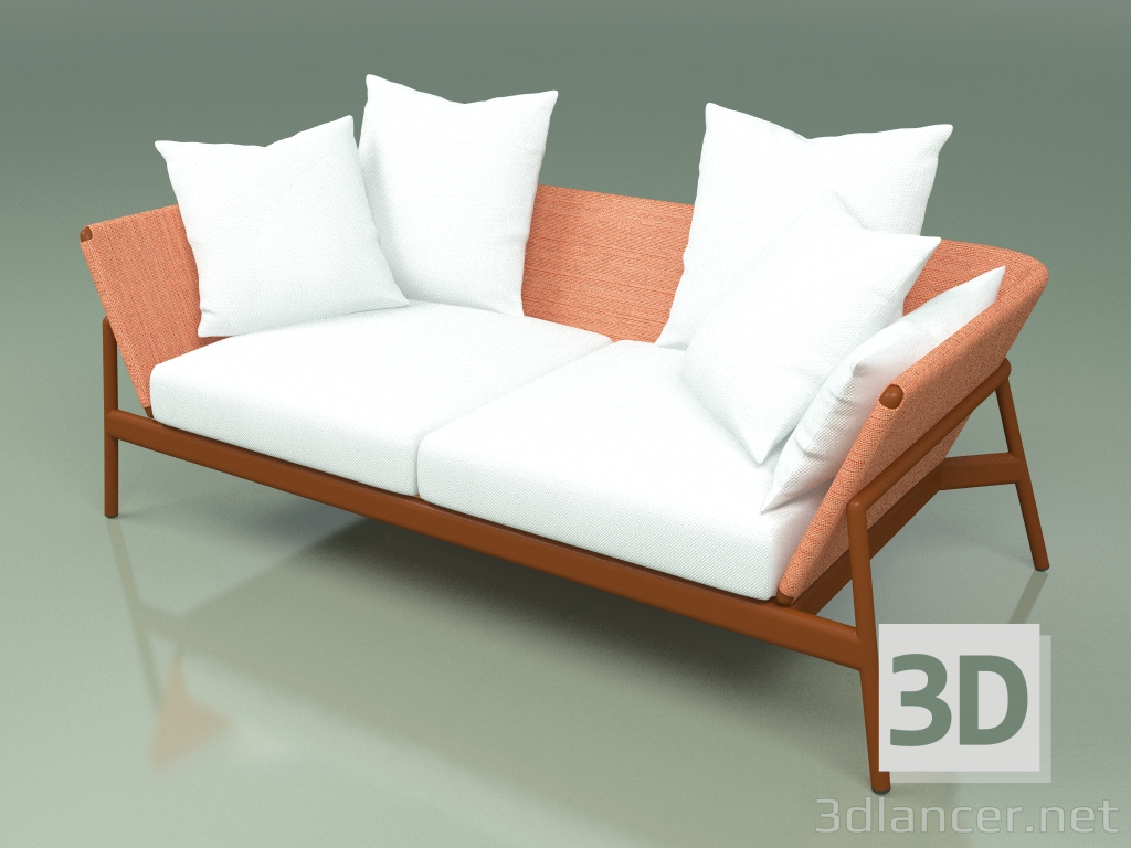 modello 3D Divano 002 (Metallo Ruggine, Batyline Arancio) - anteprima