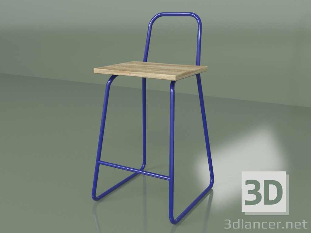 3d model Silla semi-bar con respaldo alto (azul) - vista previa