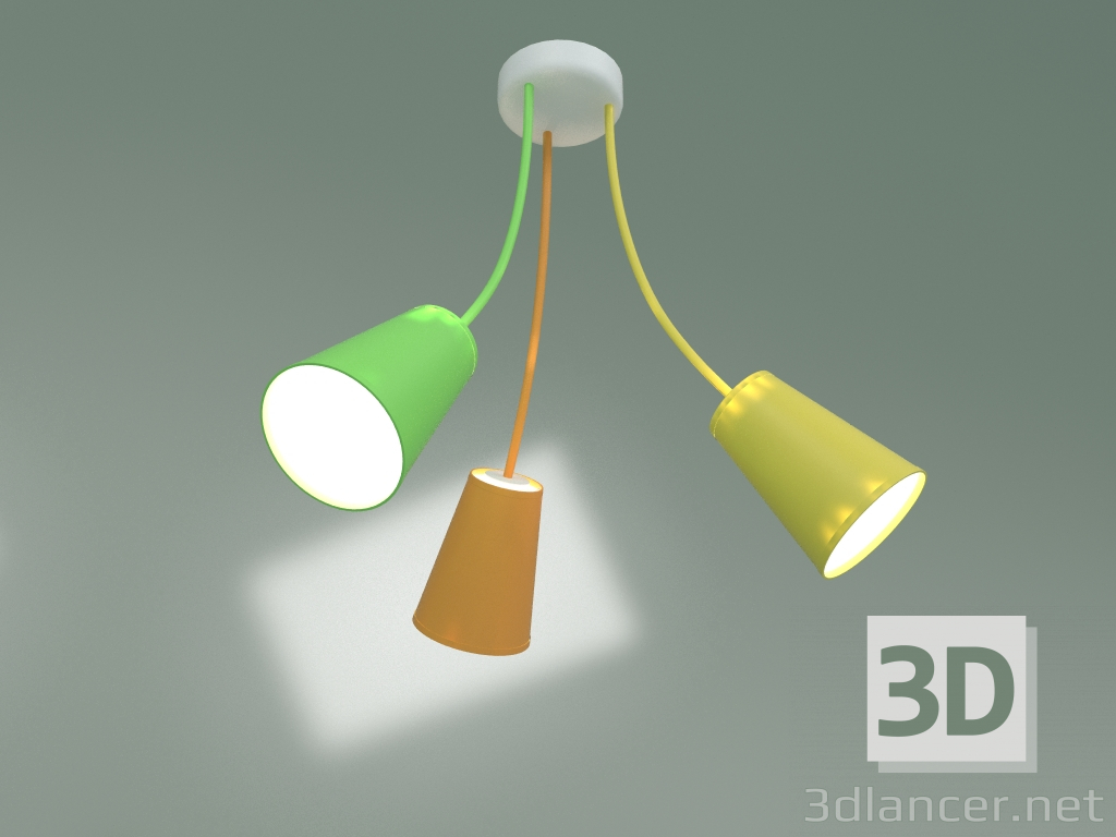 3D Modell Deckenleuchte 2106-3 Drahtfarbe - Vorschau