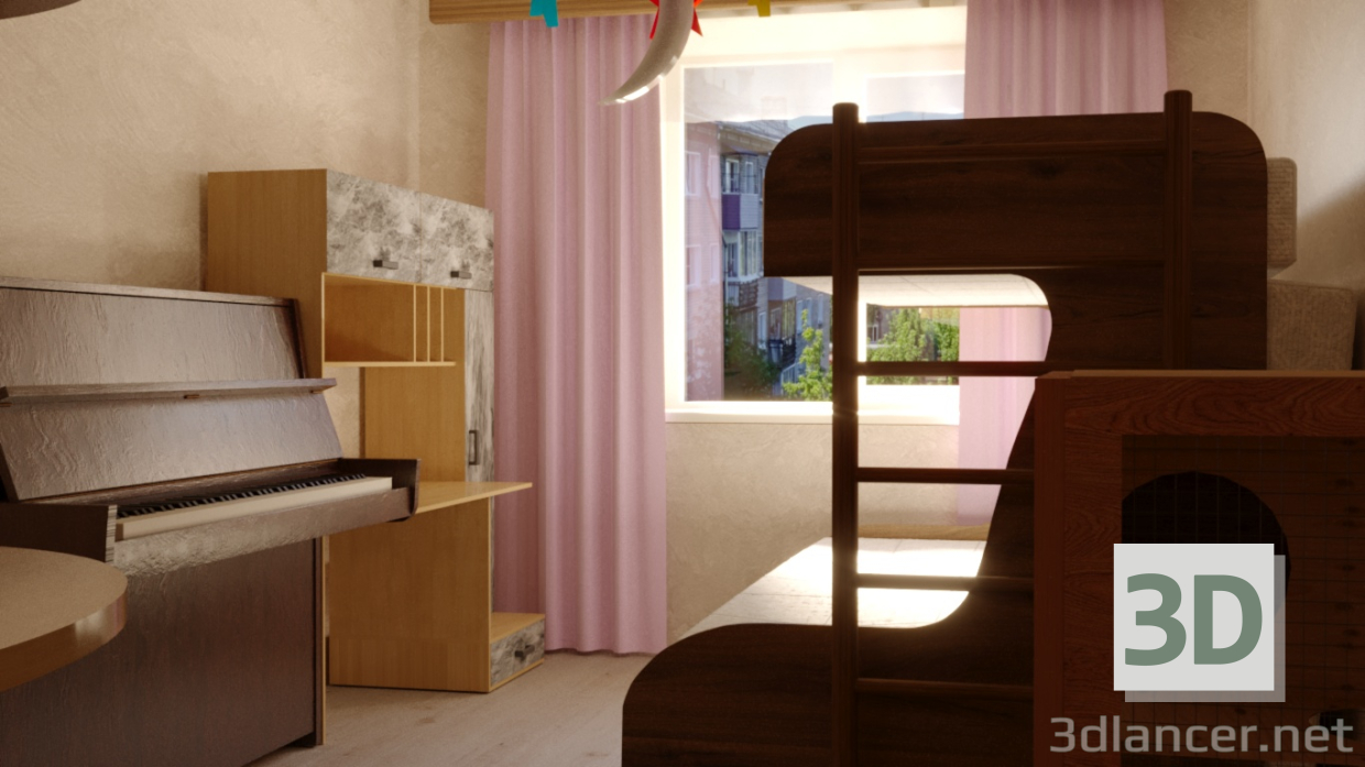 Cuarto de los niños 3D modelo Compro - render