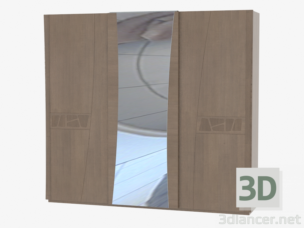 3d model 3-door wardrobe with a mirror in the middle ARMON3S - preview