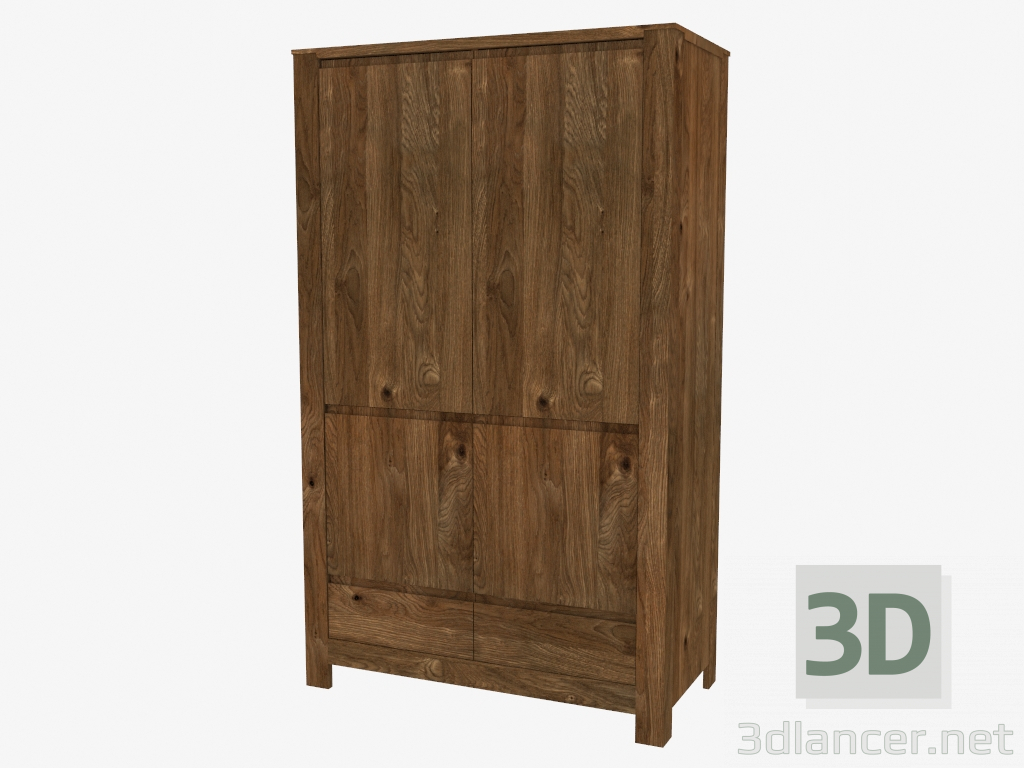 3D Modell Kleiderschrank 2-türig 2D (114 x 190 x 55 cm) - Vorschau