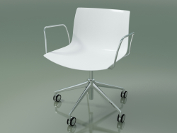 Silla 0213 (5 ruedas, con reposabrazos, cromo, polipropileno PO00401)