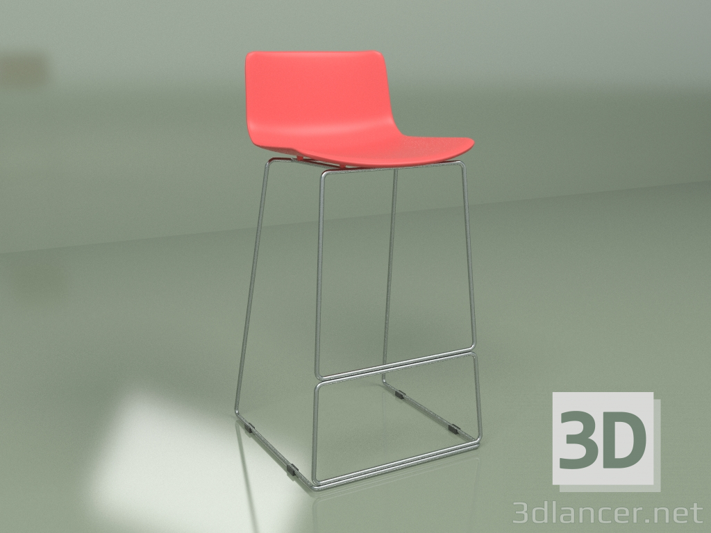 Modelo 3d Banco de bar Neo (vermelho, cromado) - preview