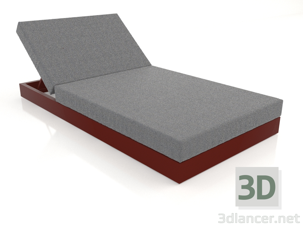 3d model Cama con respaldo 100 (Rojo vino) - vista previa