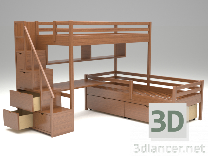 Etagenbett 3D-Modell kaufen - Rendern