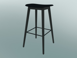 Tabouret de bar avec base en fibre de bois (H 75 cm, noir)