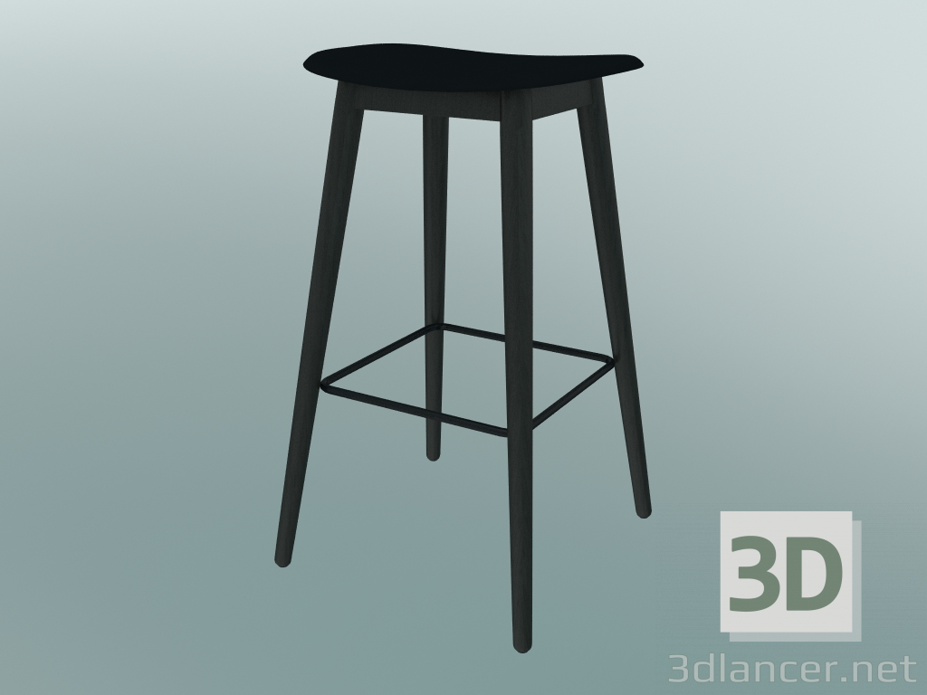 modello 3D Sgabello da bar con base in fibra di legno (H 75 cm, Nero) - anteprima