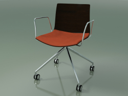 Silla 0290 (4 ruedas, con reposabrazos, LU1, con cojín de asiento, wengué)