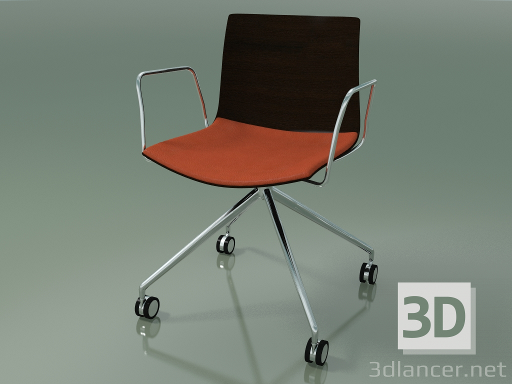 3d model Silla 0290 (4 ruedas, con reposabrazos, LU1, con cojín de asiento, wengué) - vista previa