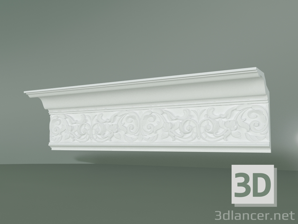 Modelo 3d Cornija de gesso com ornamento KV015 - preview