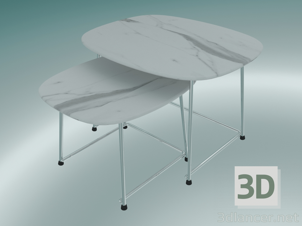 3d модель Столики CUP lounge tables (9100-51, HPL marmor 10mm bianco carrara, chromed) – превью