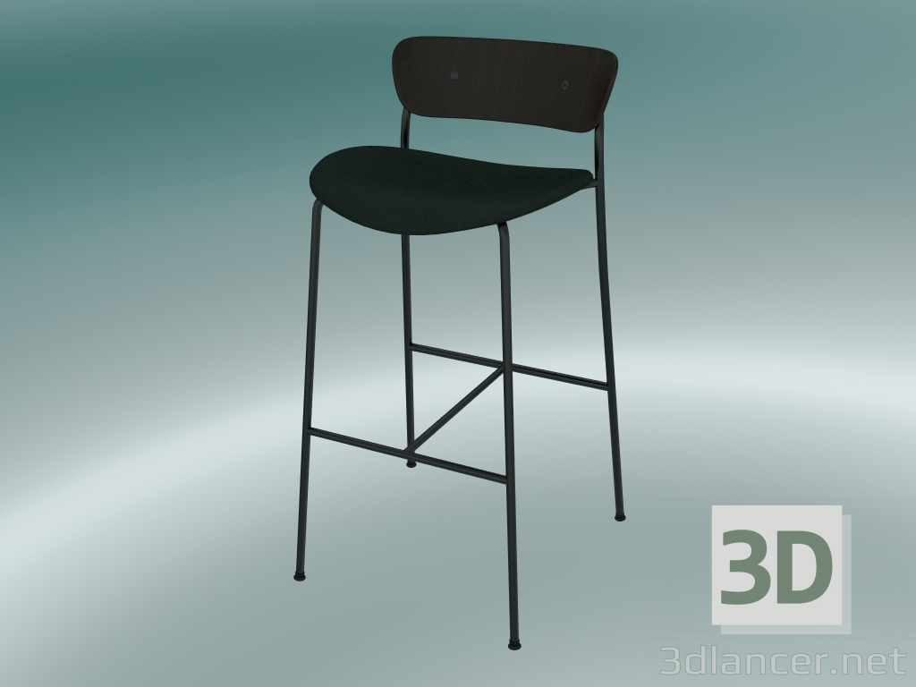 3d model Bar stool Pavilion (AV10, H 95cm, 50x52cm, Walnut, Velvet 1 Forest) - preview