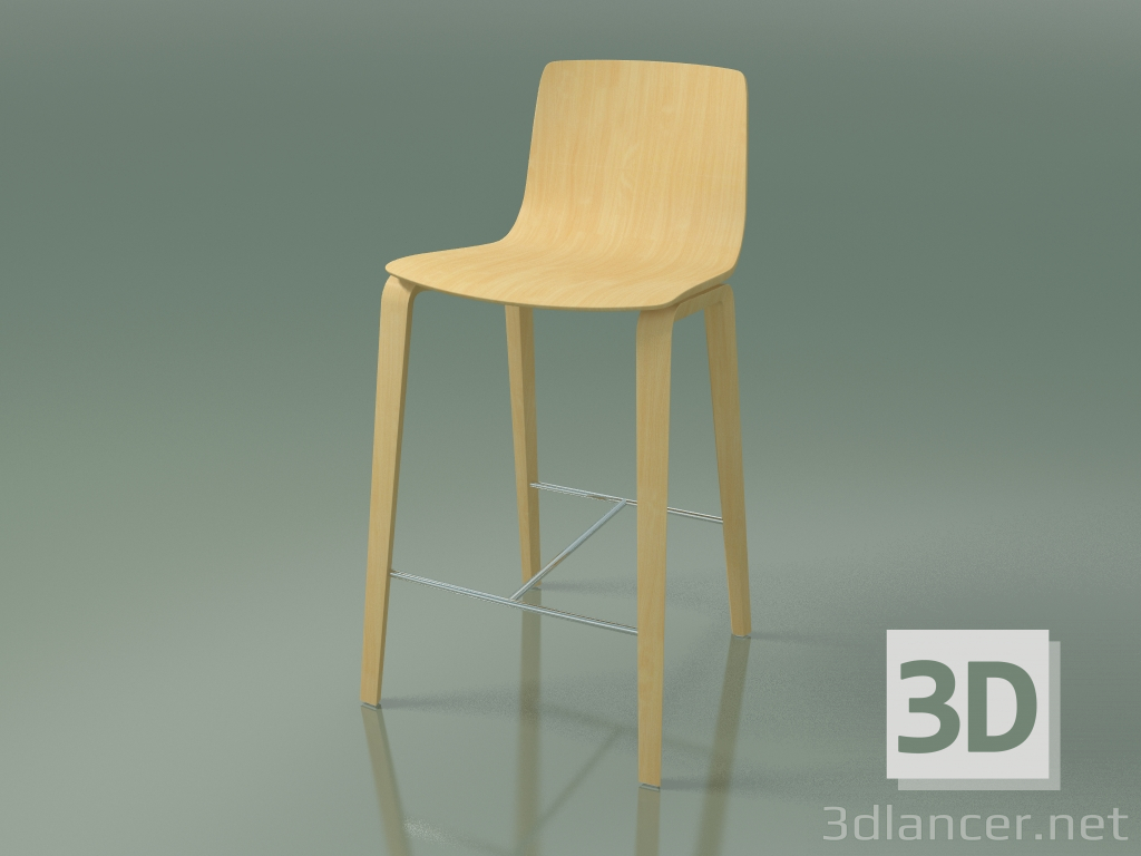 modello 3D Sedia bar 5901 (4 gambe in legno, betulla naturale) - anteprima