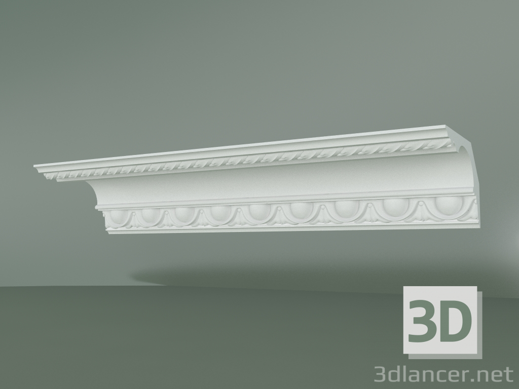 modello 3D Cornicione in gesso con ornamento KV024 - anteprima